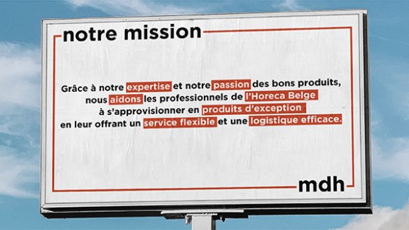 Mission et vision de MDH Foodservice sur billboard